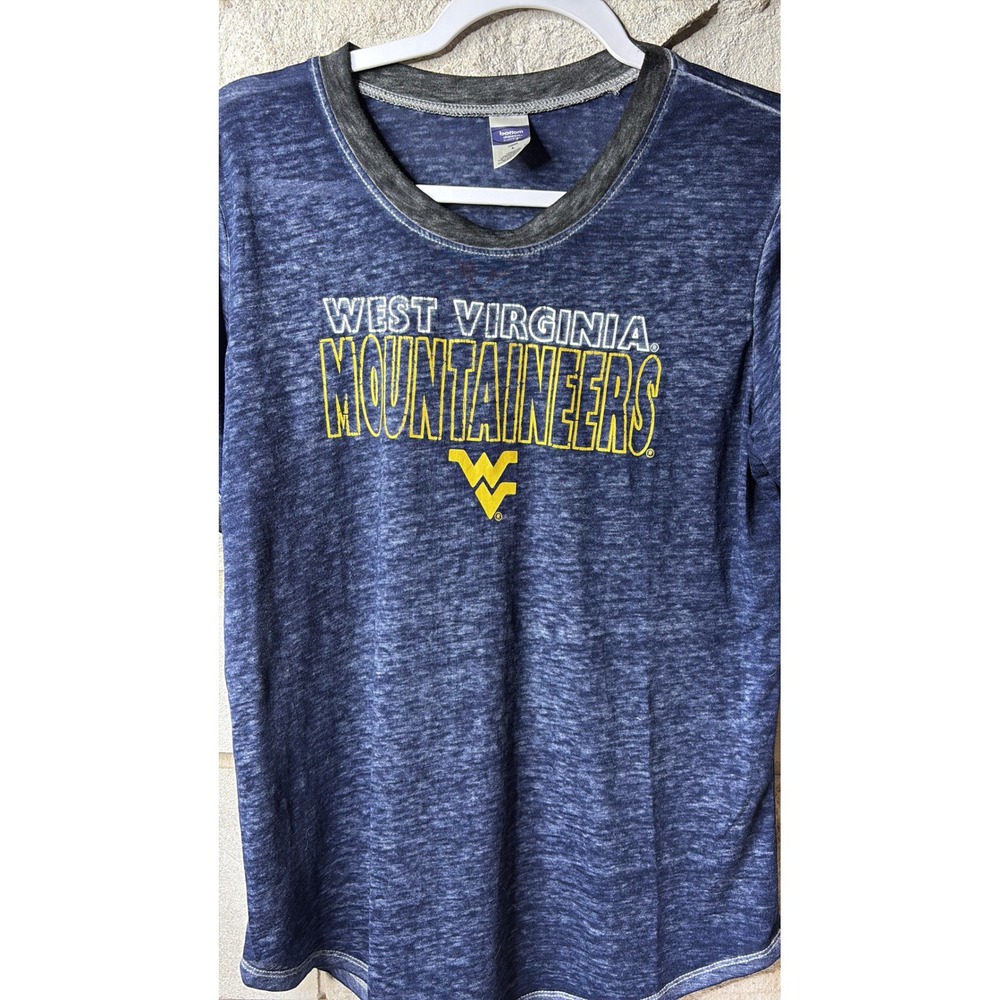 Bottom Drawers West Virginia Mountaineers Blue Burnout Ringer T-Shirt Large‎